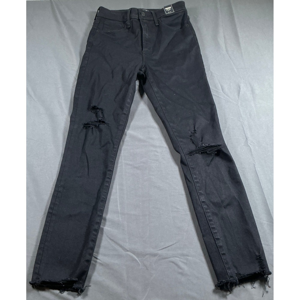 Abercrombie & Fitch Curve Love High Rise Super Skinny Ankle Jeans Black 26 2R
